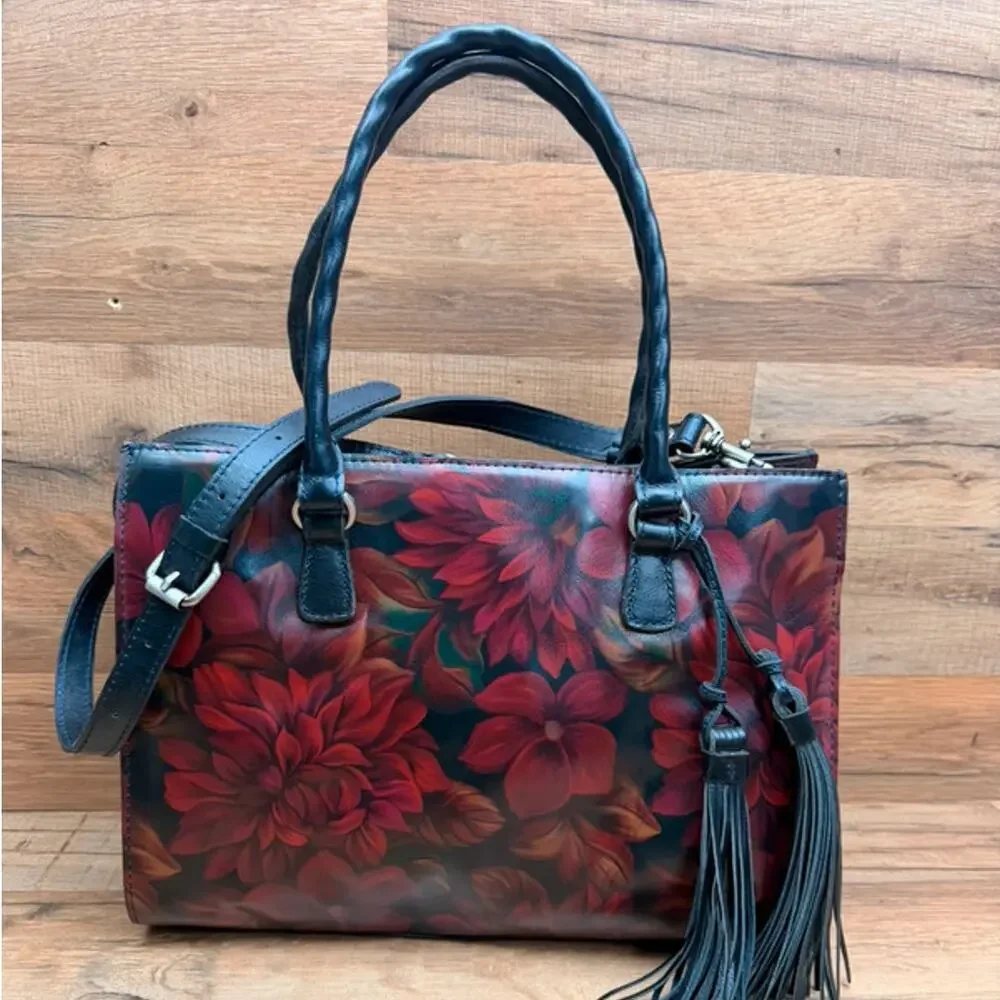 Patricia Nash Leather Primrose Satchel rustic mums rose bag purse